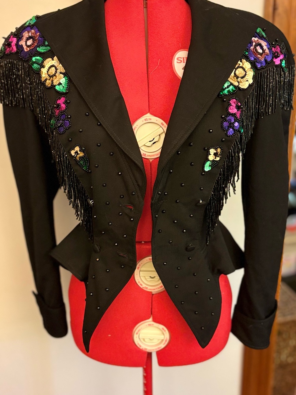 Vintage Black Cache Beaded fringe Jacket Size 6! Gorgeous - Picture 15 of 16